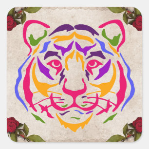 Adesivo Quadrado Tiger Sticker