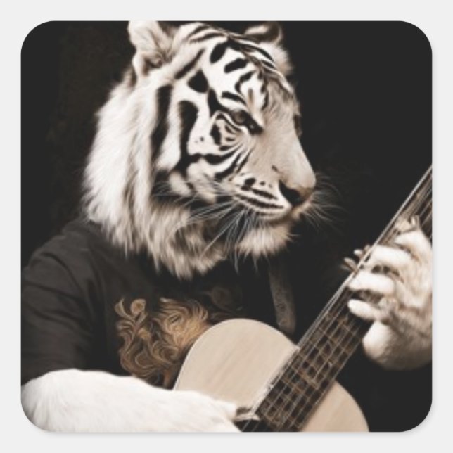 Adesivo Quadrado Tiger Strings – Elegant Musical Art (Frente)