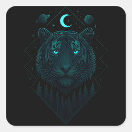 Adesivo Quadrado Tigre Astral - Predador Cósmico Blaze