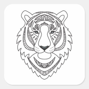 Adesivo Quadrado Tigre branco inspirado