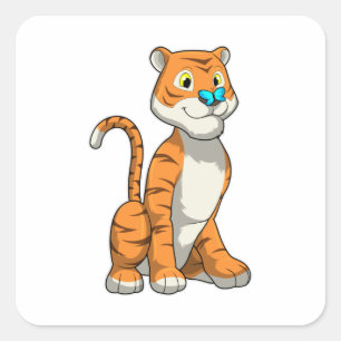 Adesivo Quadrado Tigre com borboleta