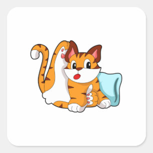 Adesivo Quadrado Tigre com Travesseiro