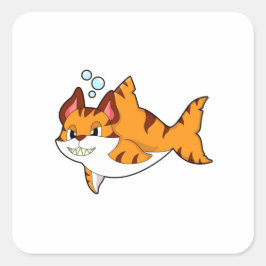 Adesivo Quadrado Tigre como tubarão em água.PNG