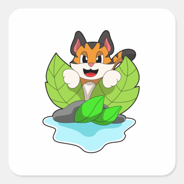 Adesivo Quadrado Tigre na Caça (Frente)