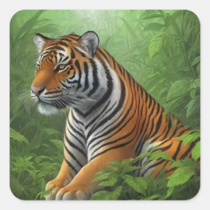 Adesivo Quadrado Tigre na selva
