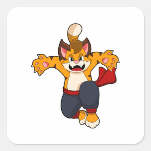 Adesivo Quadrado Tigre no Karate das Artes Marciais