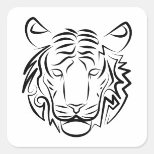 Adesivo Quadrado Tigre Tribal Negro e Branco