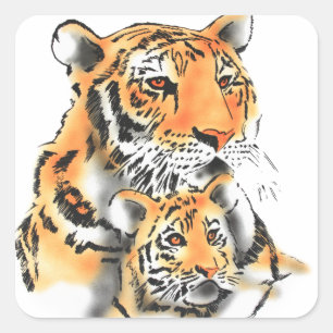 Adesivo Quadrado Tigress e Cub