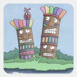 Adesivo Quadrado Tiki Bird Rosebud Square Sticker