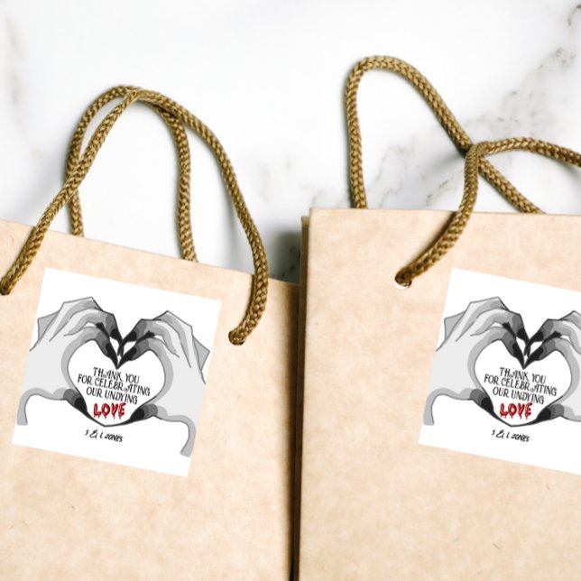 Adesivo Quadrado Til Death Nos Parte | Vinheta de Favor do Partido  (Criador carregado)