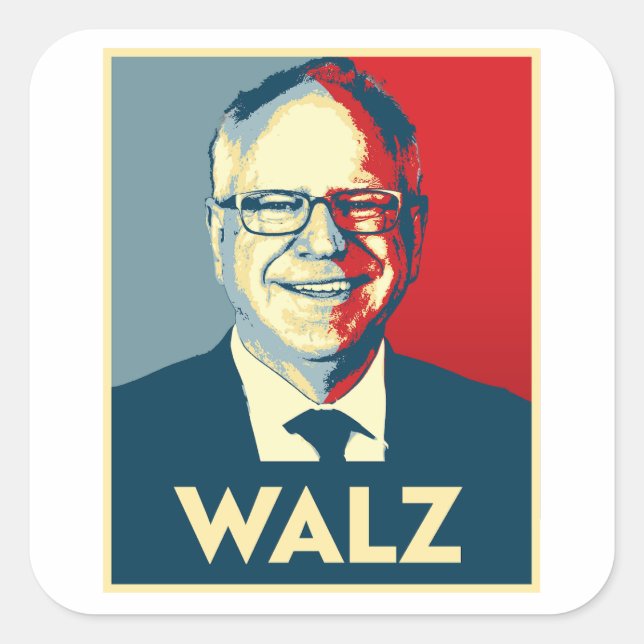 Adesivo Quadrado Tim Walz (Frente)