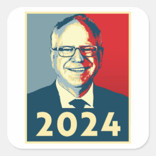 Adesivo Quadrado Tim Walz 2024