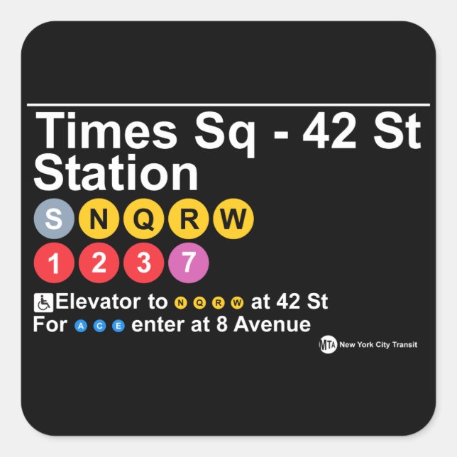 Adesivo Quadrado Times Square - 42 Street Station (Frente)
