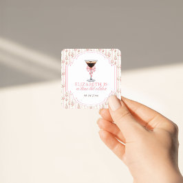 Adesivo Quadrado "Tini Bit Older Espresso Martini Coquette Birthday