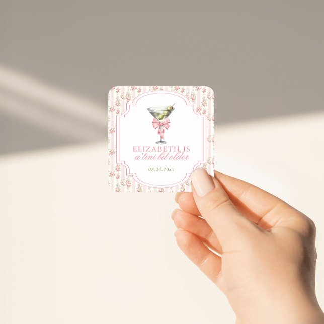 Adesivo Quadrado "Tini Bit Older Martini Coquette Birthday (Criador carregado)