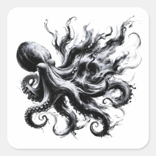 Adesivo Quadrado Tinta Abstrata Fluido Polvo Kraken