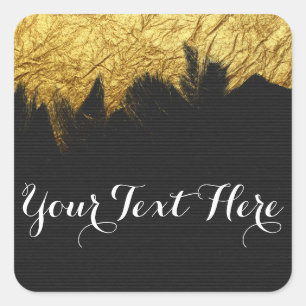 Adesivo Quadrado Tinta Dourada Glam em Preto - Butique Moderna de E