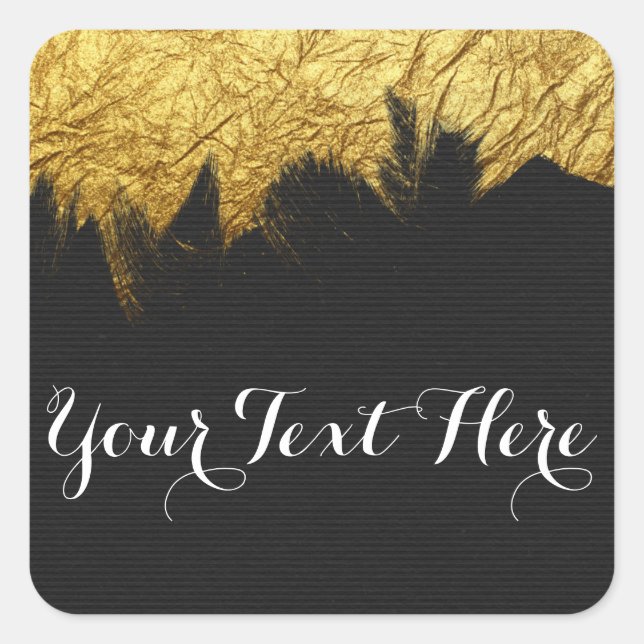 Adesivo Quadrado Tinta Dourada Glam em Preto - Butique Moderna de E (Frente)