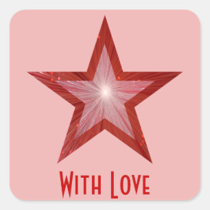 Adesivo Quadrado Tinta quadrada Red Star 'With Love' rosa