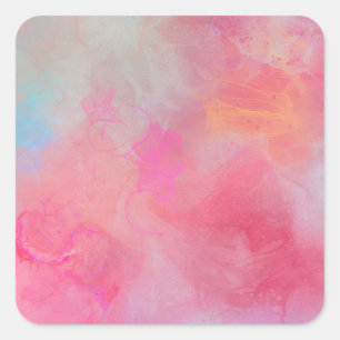 Adesivo Quadrado Tinta Rosa Água-Marinha Estilosa e Bonita