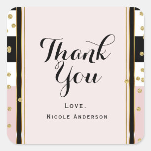 Adesivo Quadrado Tinta Rosa Moderna e Dourada Confetti - Faixa Bran