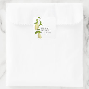 Adesivo Quadrado Tintas de Limão Fresco Cítrico Moderno Mediterrâne