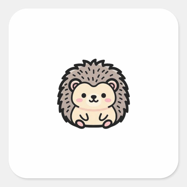 Adesivo Quadrado Tiny Hedgehog – Cute Kawaii Illustration (Frente)