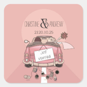 Adesivo Quadrado Típica divertida "Recem casados"! Personalizado