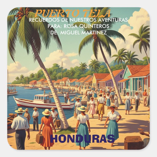 Adesivo Quadrado  tipo chapa PUERTO DE TELA (Frente)