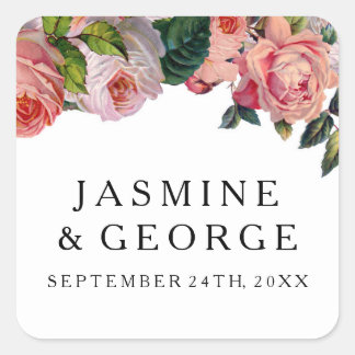 Adesivo Quadrado Tipo de Letra Simples Quic MODERN w Rosas Vintage 