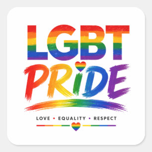 Adesivo Quadrado Tipografia Arco-íris Orgulho LGBT