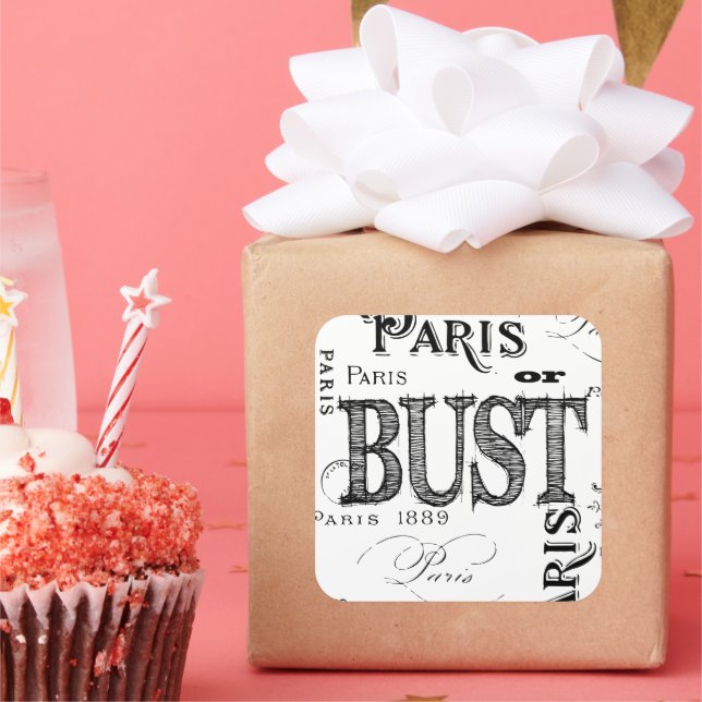 Adesivo Quadrado Tipografia Calliografia Paris França Torre Eiffel (Festa)