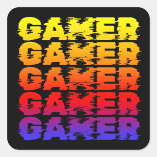 Adesivo Quadrado Tipografia Colorida Gamer Jogos