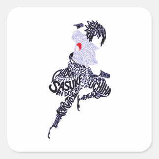 Adesivo Quadrado Tipografia de Anime Sasuke