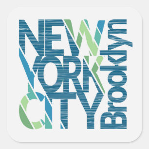 Adesivo Quadrado Tipografia de Brooklyn New York