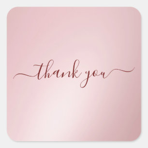 Adesivo Quadrado Tipografia de Texto Personalizado Elegante Rosa Do