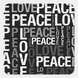 Adesivo Quadrado Tipografia do Peace Love