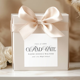 Adesivo Quadrado Tipografia Elegante Formatura Dinheiro Antigo