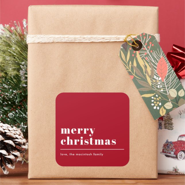 Adesivo Quadrado Tipografia Moderna Simples Vermelha (Feriado)