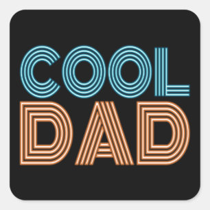 Adesivo Quadrado Tipografia Neon do Dia de os pais de Pai Legal Ad