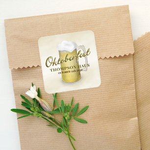 Adesivo Quadrado Tipografia Trendy Script Oktoberfest Beer