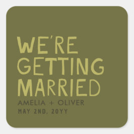 Adesivo Quadrado Tipografia Verde Oliva Moderna | Costas Listradas 