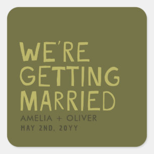 Adesivo Quadrado Tipografia Verde Oliva Moderna   Costas Listradas 