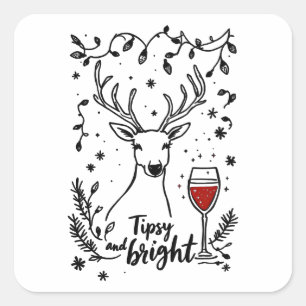 Adesivo Quadrado Tipsy e Bright Deer