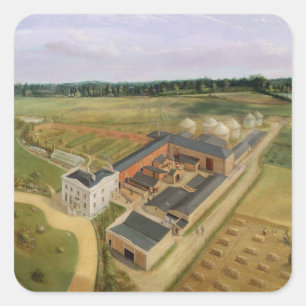 Adesivo Quadrado Tiptree Hall and Fazenda, Essex, c.1850-60 (óleo e