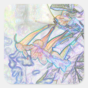 Adesivo Quadrado Tiragem Pastel abstrata das flores