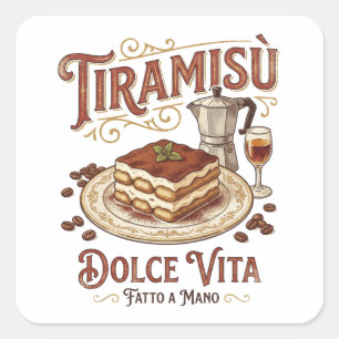 Adesivo Quadrado Tiramisu Dolce Vita Sobremesa Italiana