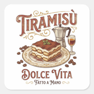 Adesivo Quadrado Tiramisu Dolce Vita Sobremesa Italiana