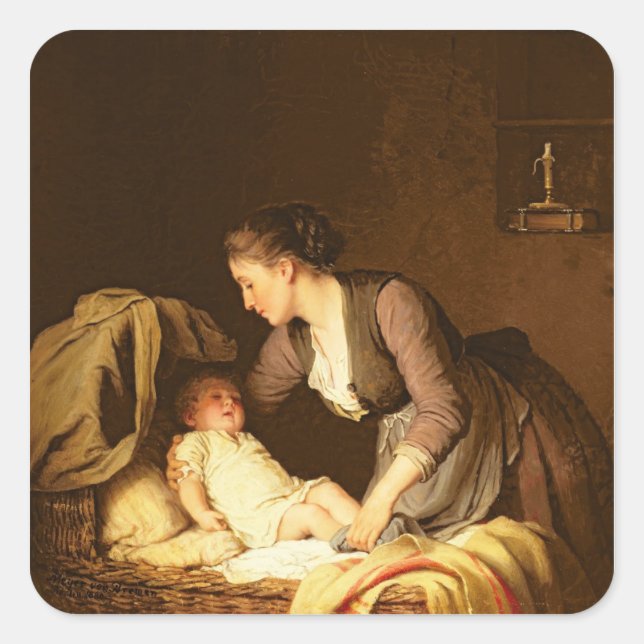 Adesivo Quadrado Tirando o bebê, 1880 (Frente)