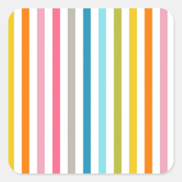 Adesivo Quadrado Tiras Coloridas Modernas do Arco-Íris